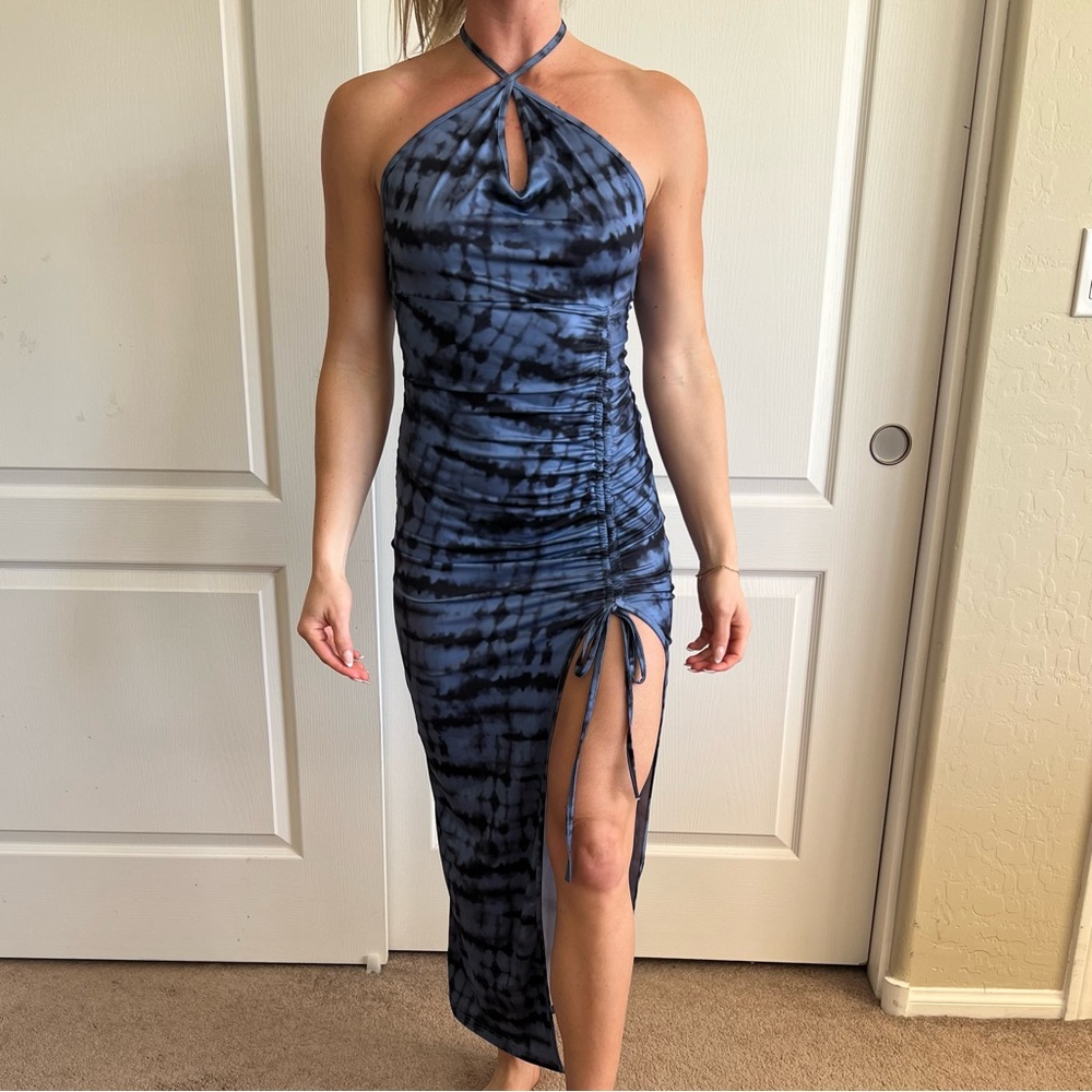 Tie dye high slit maxi dress